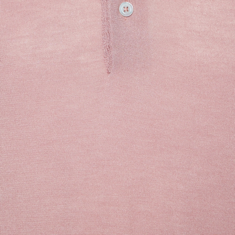 Pre Owned Tom Ford Light Pink Cashmere and Silk Polo Long Sleeve T-Shirt XL