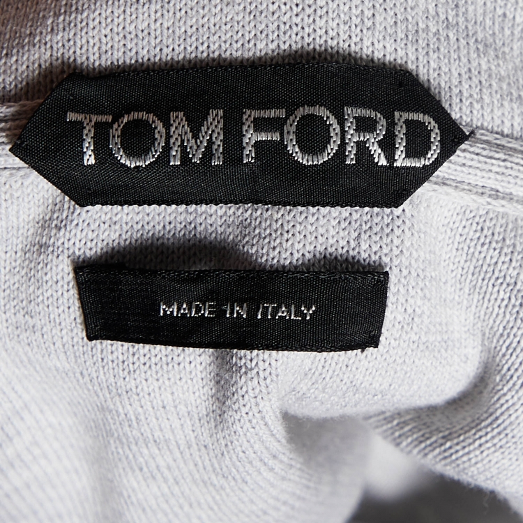 Pre Owned Tom Ford Grey Cotton Knit Zip Front Hooded Jacket M