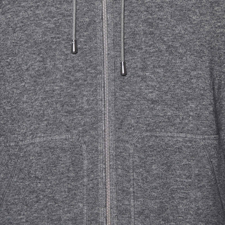 Pre Owned Tom Ford Grey Cotton Knit Zip Front Hooded Jacket M