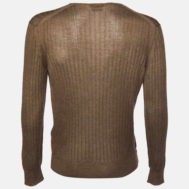 Pre Owned Tom Ford Brown Cashmere Knit Long Sleeve T-Shirt XL