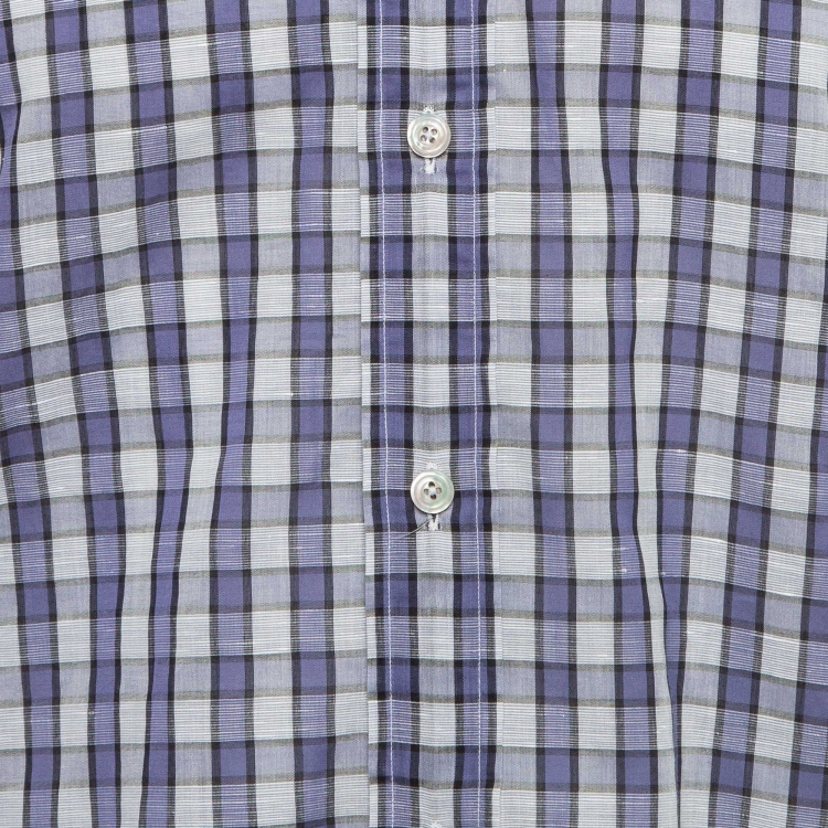Pre Owned Tom Ford Blue Checked Cotton Long Sleeve Shirt M