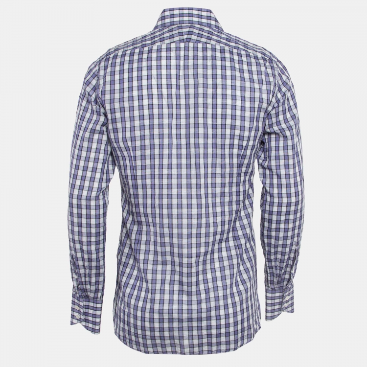 Pre Owned Tom Ford Blue Checked Cotton Long Sleeve Shirt M
