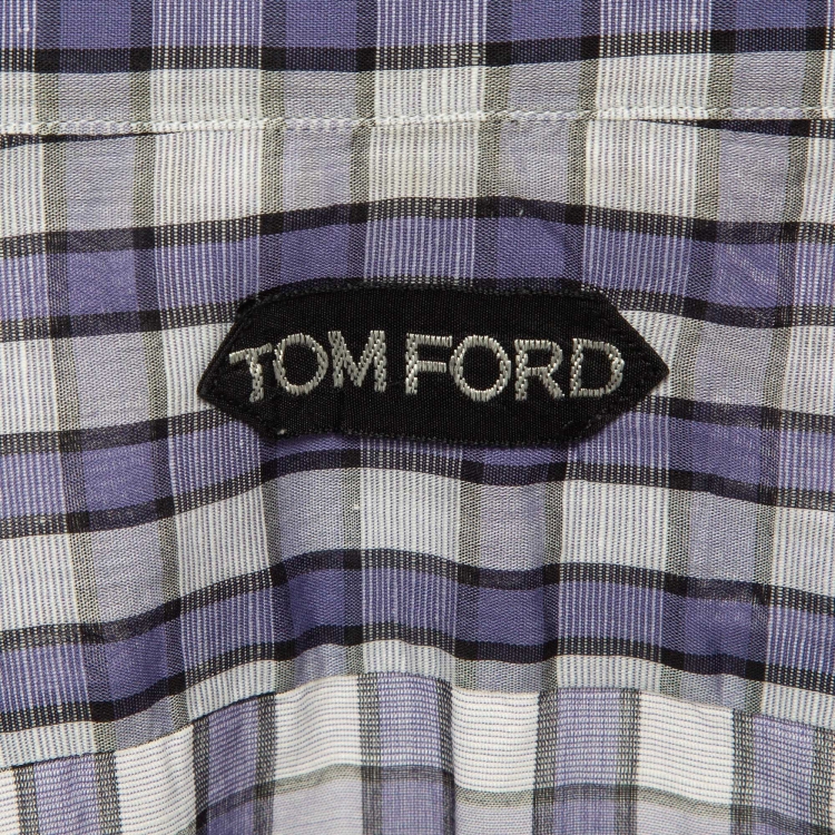 Pre Owned Tom Ford Blue Checked Cotton Long Sleeve Shirt M