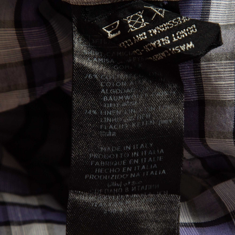 Pre Owned Tom Ford Blue Checked Cotton Long Sleeve Shirt M