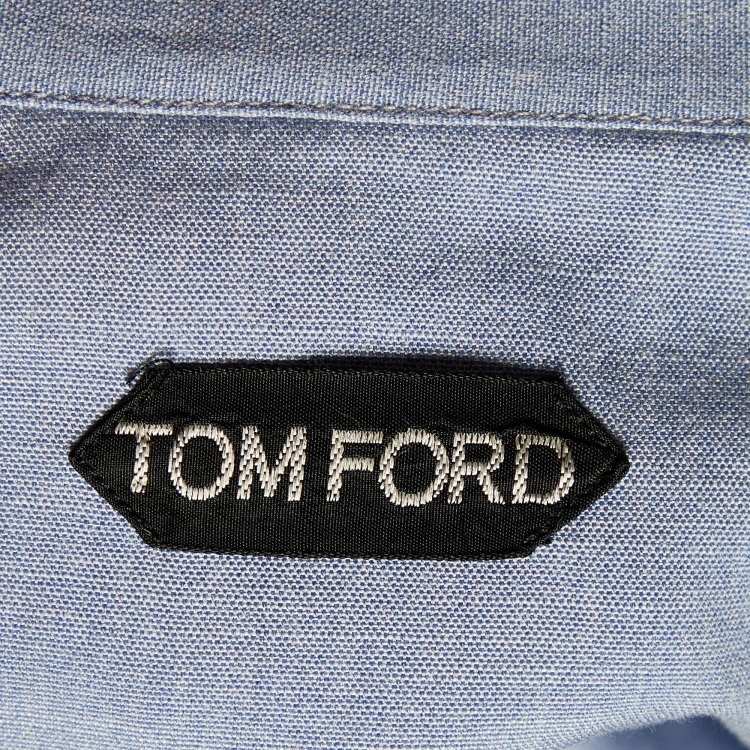Pre Owned Tom Ford Blue Cotton Button Front Shirt M