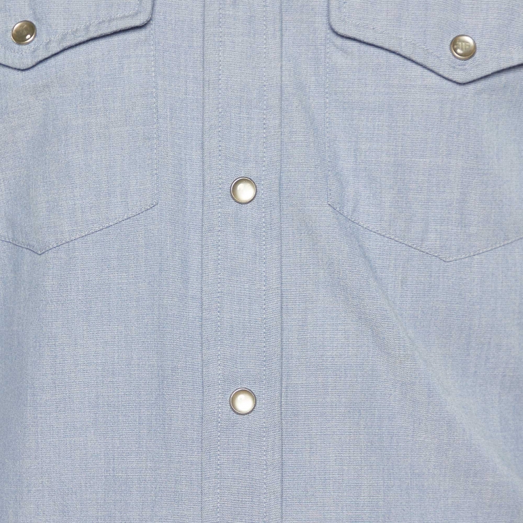 Pre Owned Tom Ford Blue Cotton Button Front Shirt M