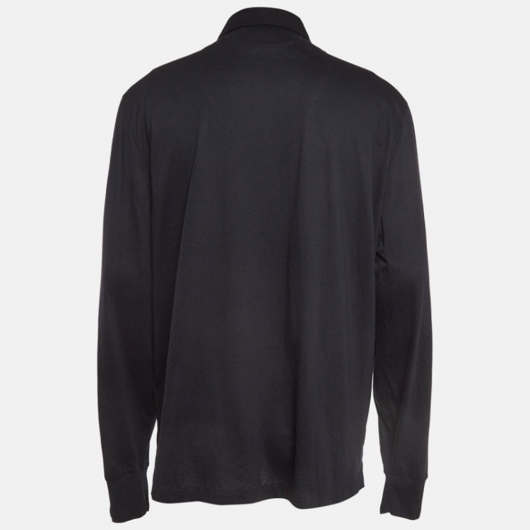 Pre Owned Tom Ford Black Jersey Long Sleeve Polo T-Shirt 4XL