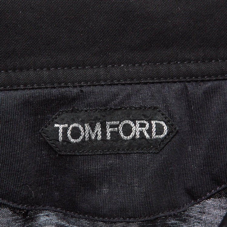 Pre Owned Tom Ford Black Jersey Long Sleeve Polo T-Shirt 4XL