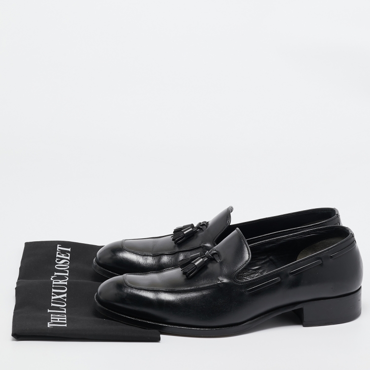 Pre Owned Tom Ford Black Leather  Slip On Loafers Size 44 