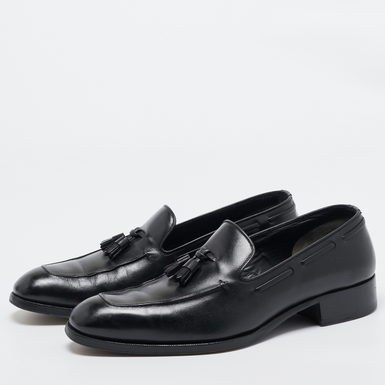 Pre Owned Tom Ford Black Leather  Slip On Loafers Size 44 