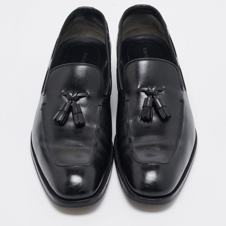 Pre Owned Tom Ford Black Leather  Slip On Loafers Size 44 