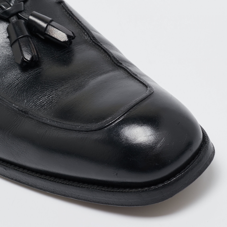 Pre Owned Tom Ford Black Leather  Slip On Loafers Size 44 