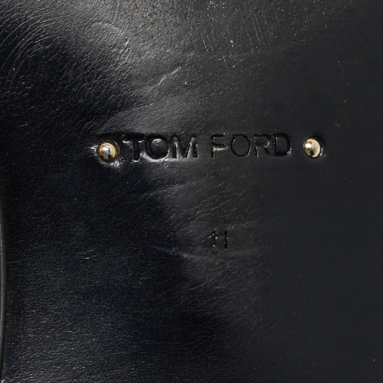 Pre Owned Tom Ford Black Leather  Slip On Loafers Size 44 