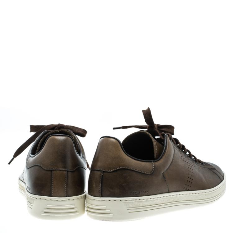 burnished leather sneakers