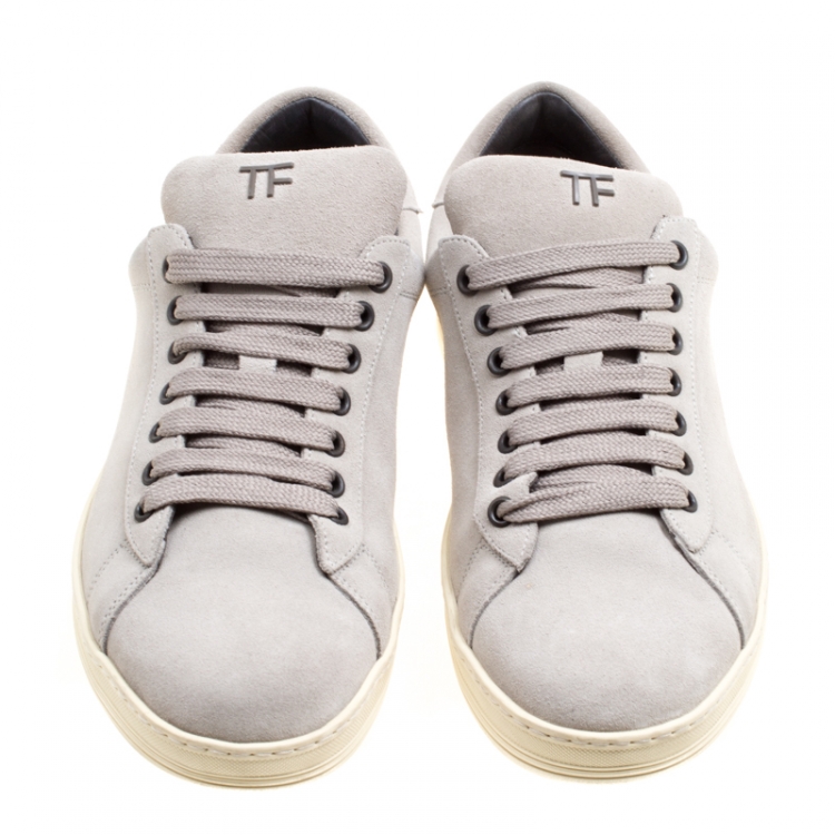 Pre Owned Tom Ford Grey Suede Russell Low Top Sneakers Size 41