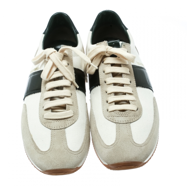 Pre Owned Tom Ford Tricolor Canvas And Suede Sneakers Size 41.5
