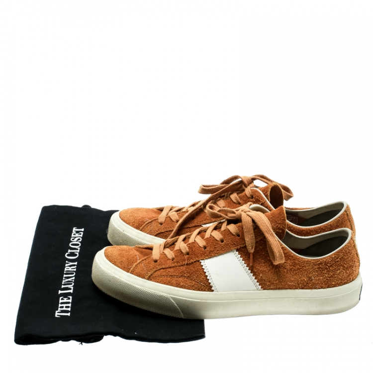 Pre Owned Tom Ford Tan Brown Suede And Leather Cambridge Lace Up Sneakers Size 42
