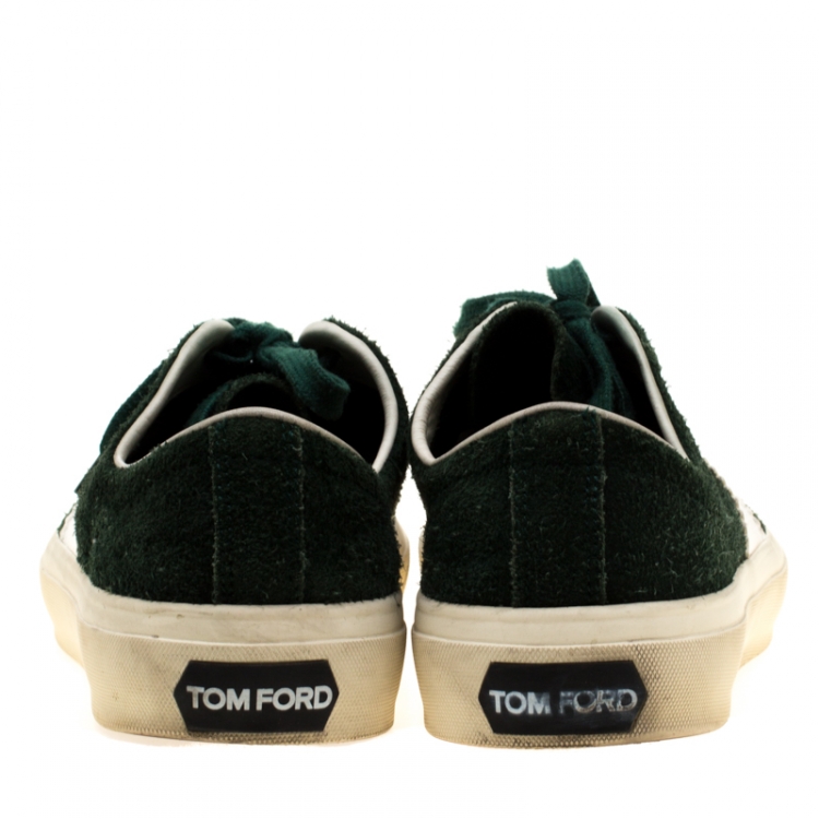 Pre Owned Tom Ford Green Suede Cambridge Lace Up Sneakers Size 42