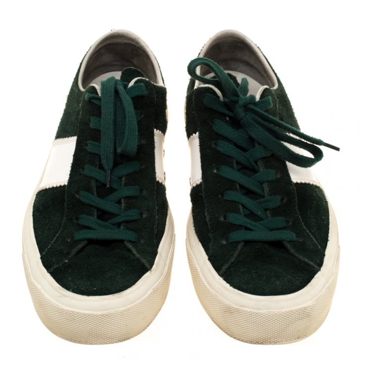 Pre Owned Tom Ford Green Suede Cambridge Lace Up Sneakers Size 42