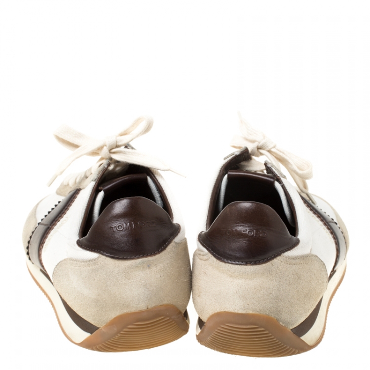 Pre Owned Tom Ford Tricolor Canvas And Suede Oxford Sneakers Size 43