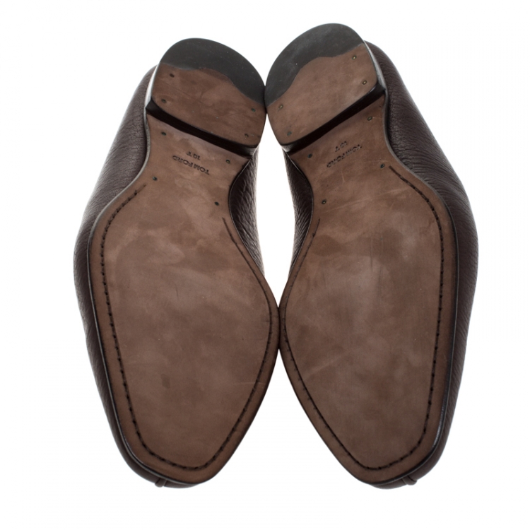 Pre Owned Tom Ford Dark Brown Soft Leather Loafers Size 43