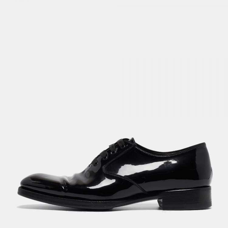Pre Owned Tom Ford Black Patent Leather Lace Up Oxfords Size 43.5