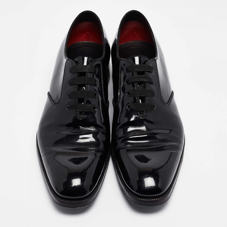 Pre Owned Tom Ford Black Patent Leather Lace Up Oxfords Size 43.5