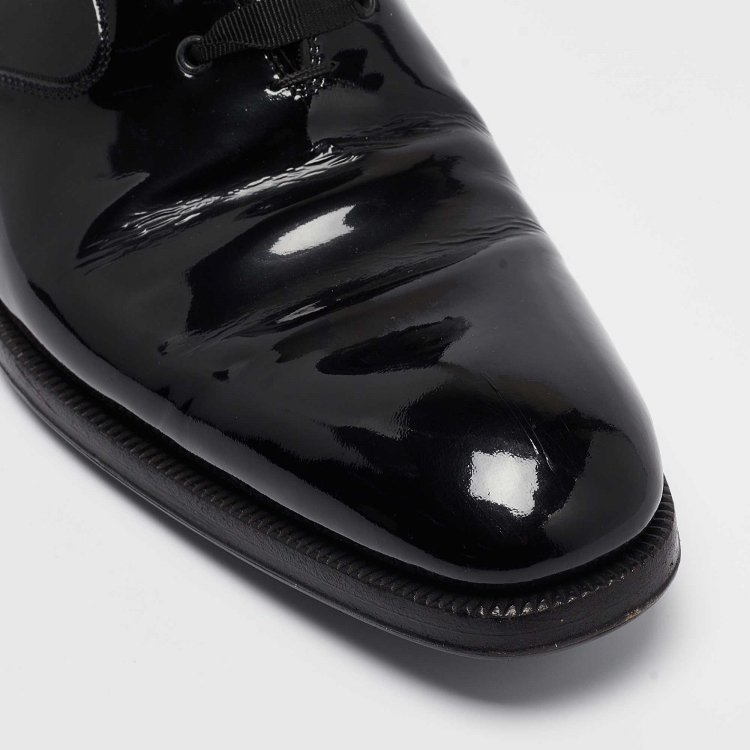 Pre Owned Tom Ford Black Patent Leather Lace Up Oxfords Size 43.5