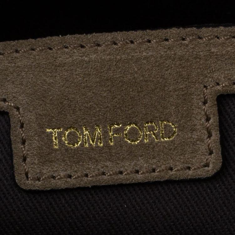 Pre Owned Tom Ford Brown Suede Buckley Flat Trapeze Briefcase