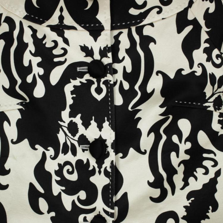 Pre Owned Tory Burch Monochrome Baroque Print Jacket S