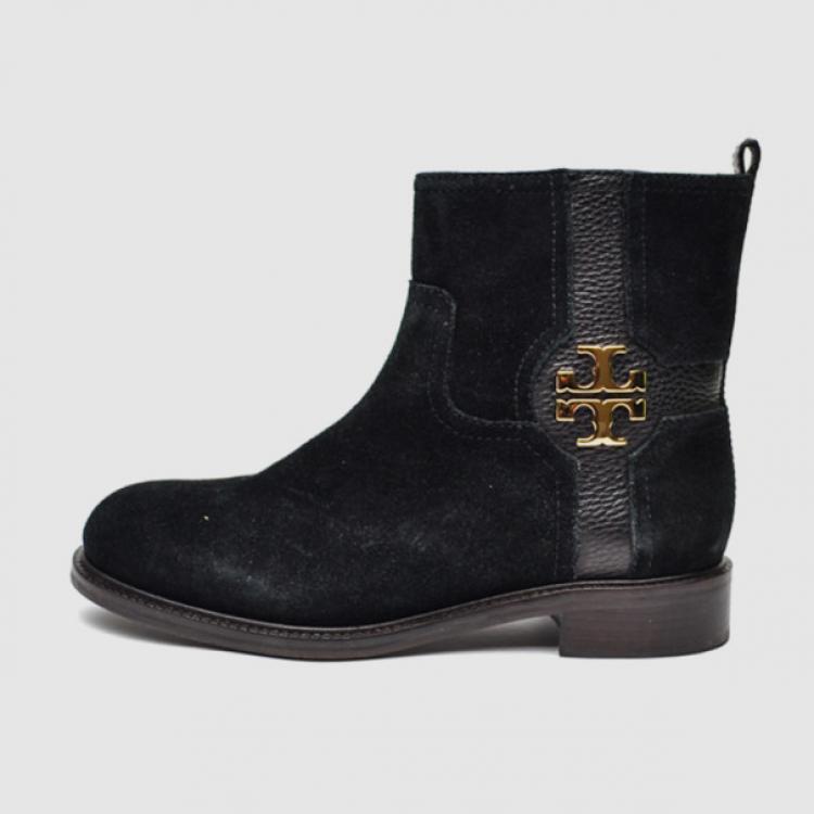 Tory Burch Black Suede 'Alaina' Logo Ankle Boots Size 38 Tory Burch | TLC