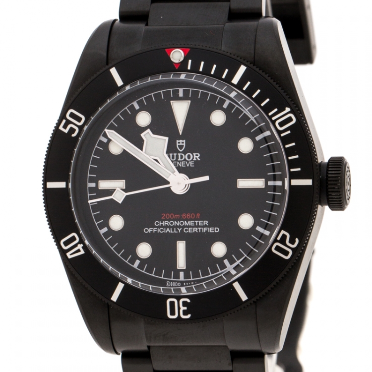 Pre Owned Tudor Black PVD Coated Stainless Steel Heritage Black Bay Dark 79230DK Men's Wristwatch 41 mm