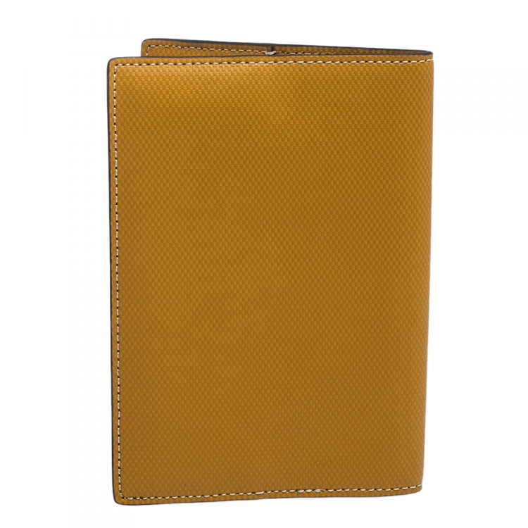 Pre Owned Tumi Mustard Leather Passport Cover