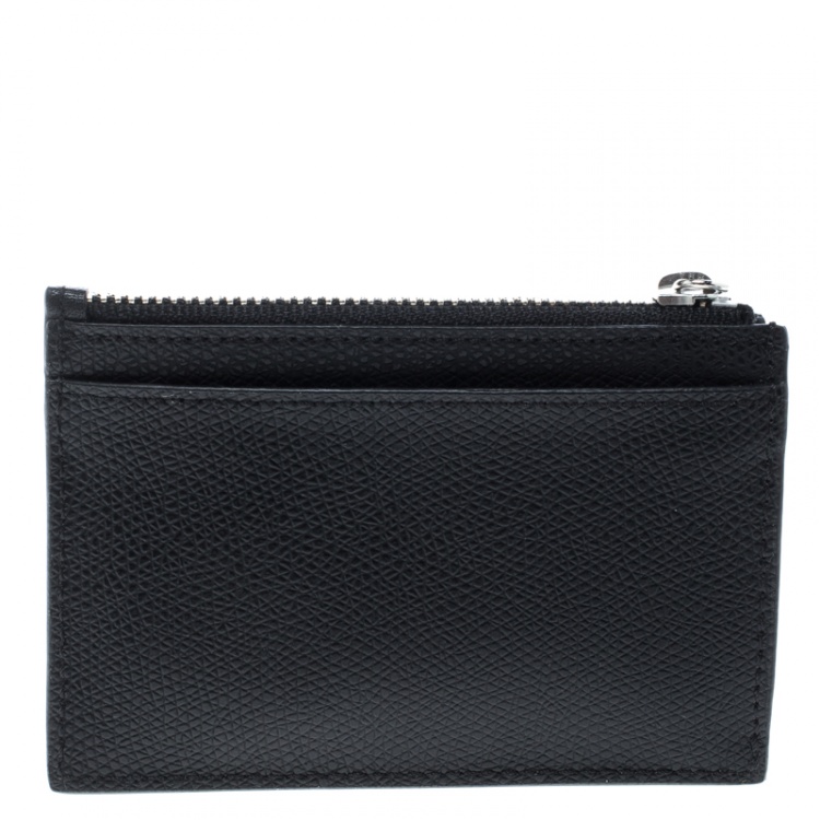 Pre Owned Tumi Black Leather Sinclair SLG Slim Card Case