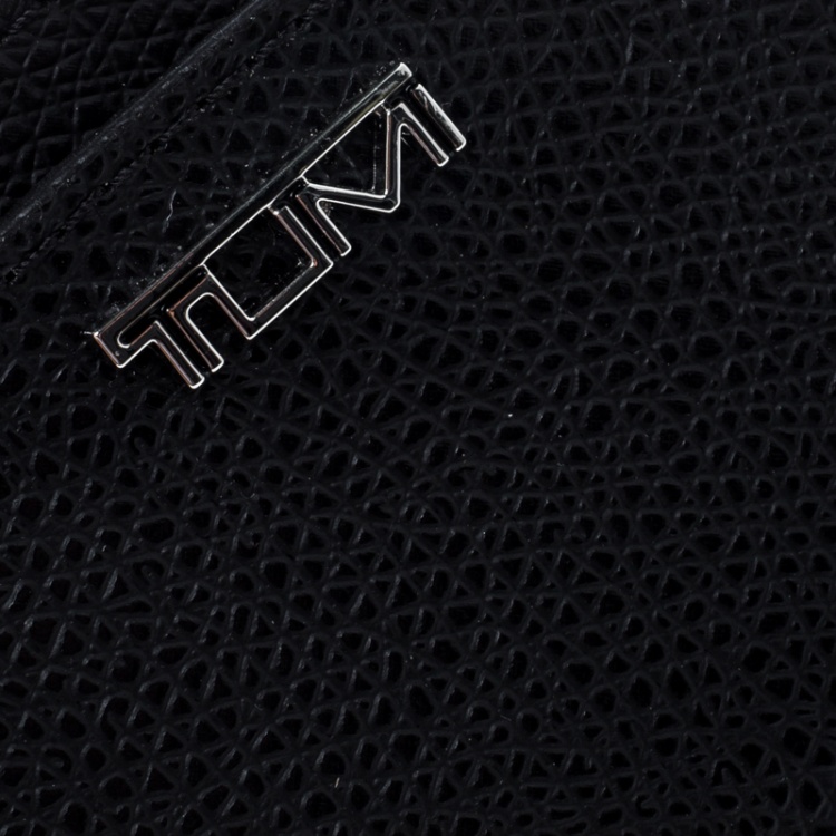 Pre Owned Tumi Black Leather Sinclair SLG Slim Card Case