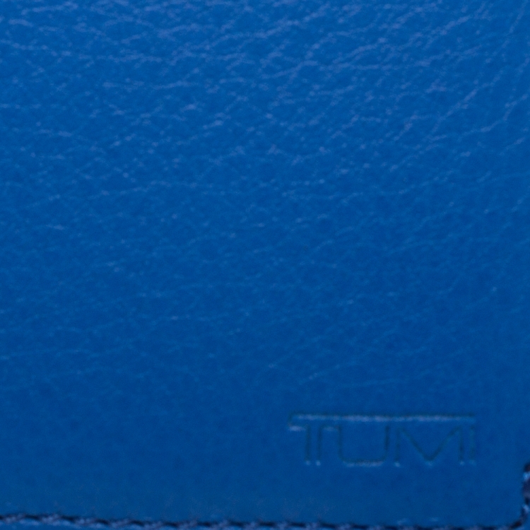Pre Owned Tumi Electric Blue Leather Bifold Wallet