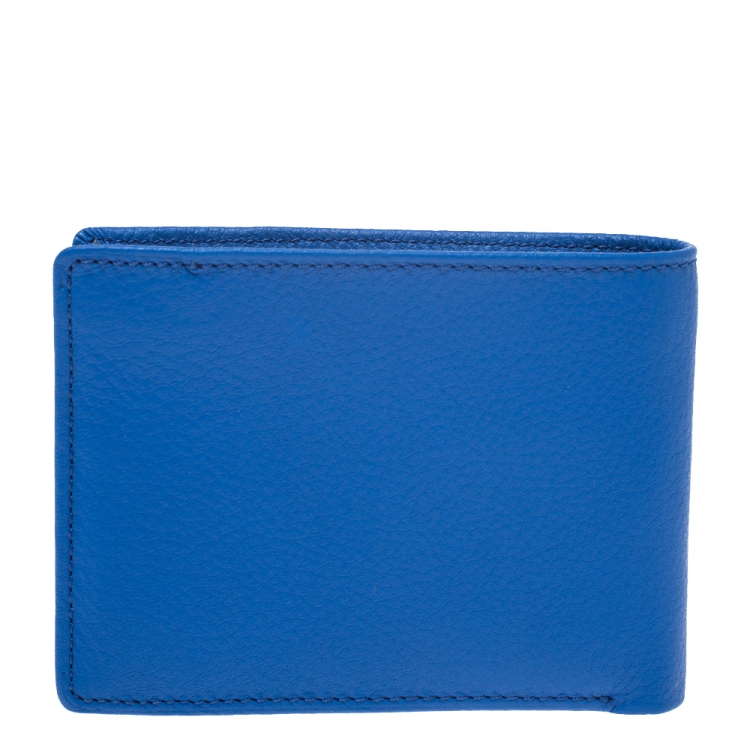 Pre Owned Tumi Electric Blue Leather Bifold Wallet