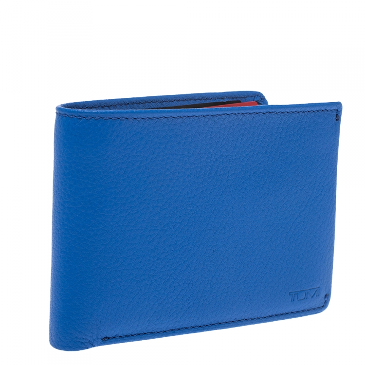 Pre Owned Tumi Electric Blue Leather Bifold Wallet