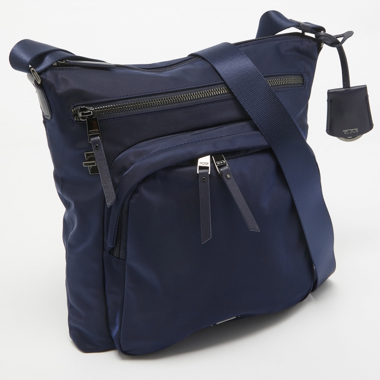 Pre Owned TUMI Navy Blue Nylon Voyageur Carmel Messenger Bag