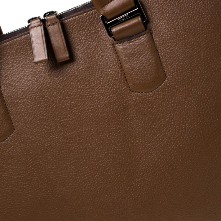 Pre Owned Tumi Brown Leather Seneca Slim Briefcase