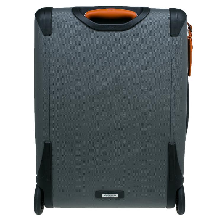 Pre Owned Tumi Grey/Orange Nylon Alpha 2 Expandable 2 Wheel Carry On Luggage