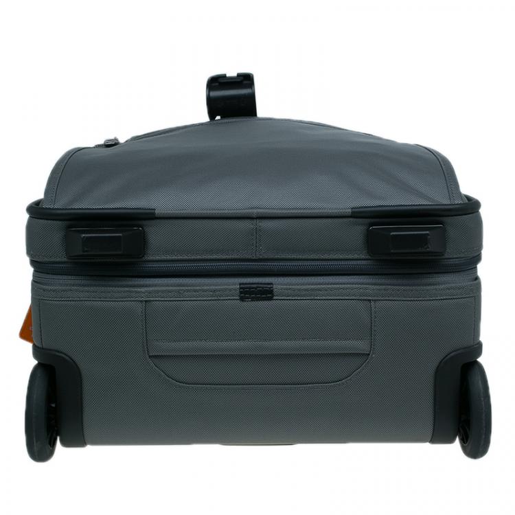 Pre Owned Tumi Grey/Orange Nylon Alpha 2 Expandable 2 Wheel Carry On Luggage