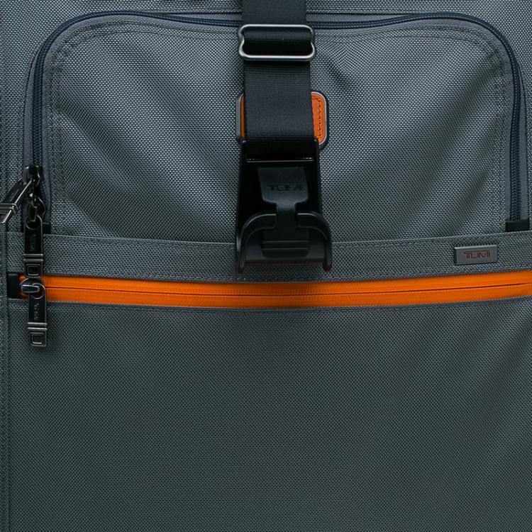 Pre Owned Tumi Grey/Orange Nylon Alpha 2 Expandable 2 Wheel Carry On Luggage