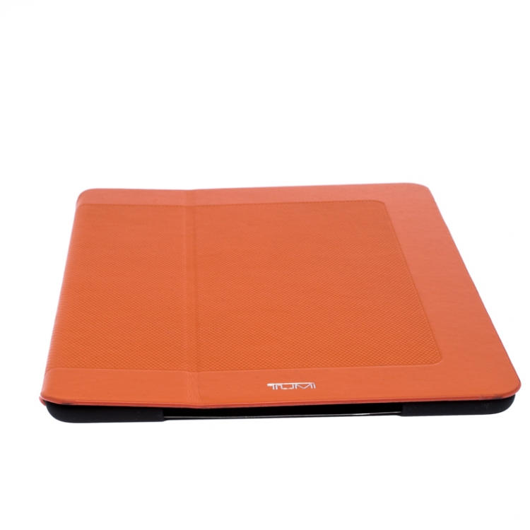 Pre Owned Tumi Orange/Black Leather and Rubber Prism iPad Air 2 Case