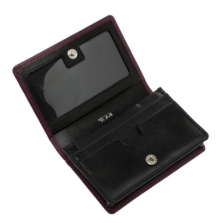 Pre Owned Tumi Burgundy Leather Card Case 