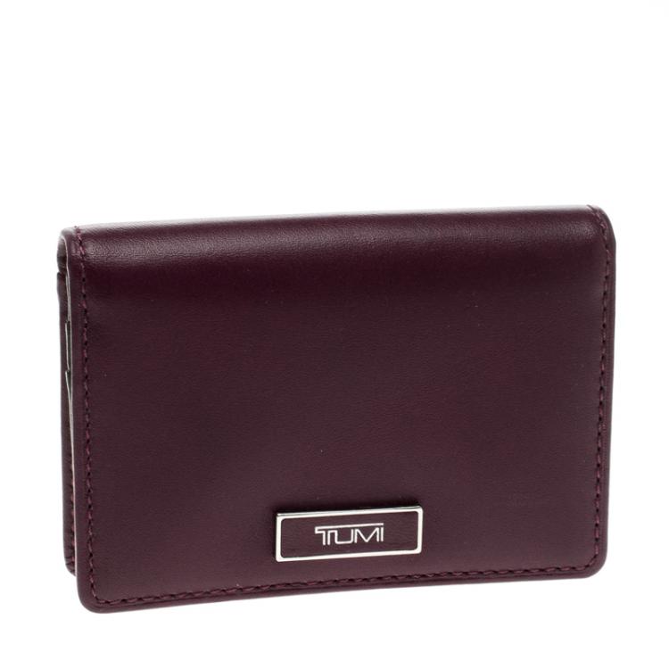 Pre Owned Tumi Burgundy Leather Card Case 