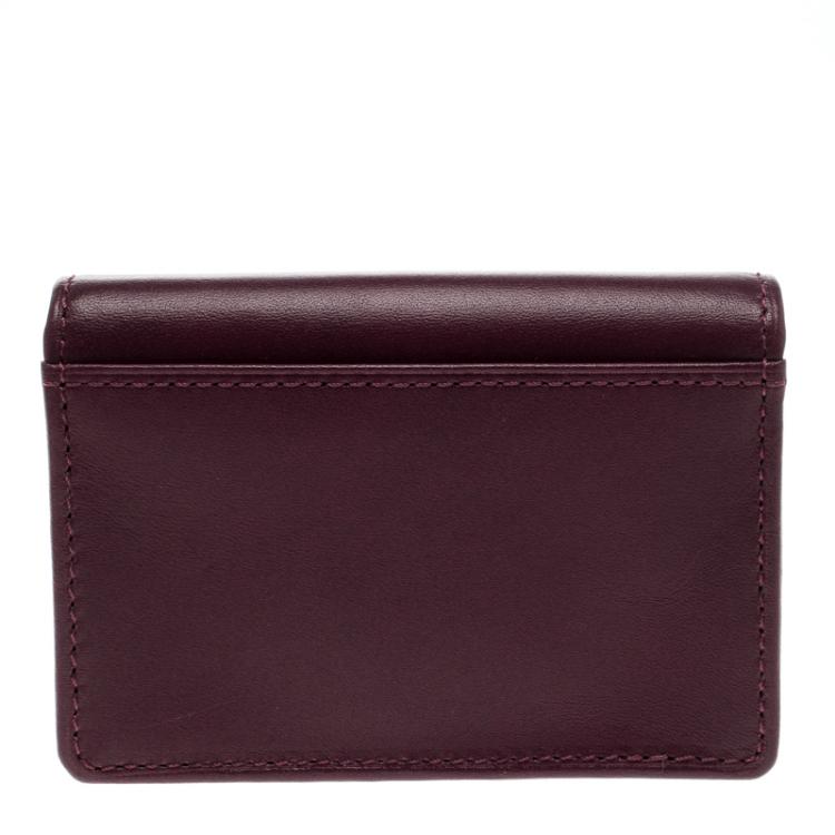 Pre Owned Tumi Burgundy Leather Card Case 