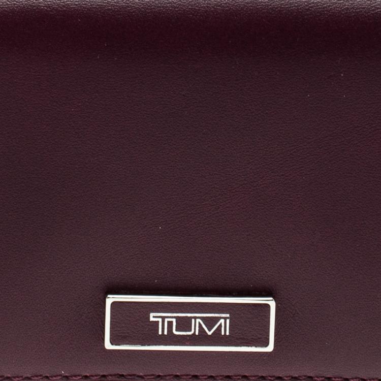 Pre Owned Tumi Burgundy Leather Card Case 