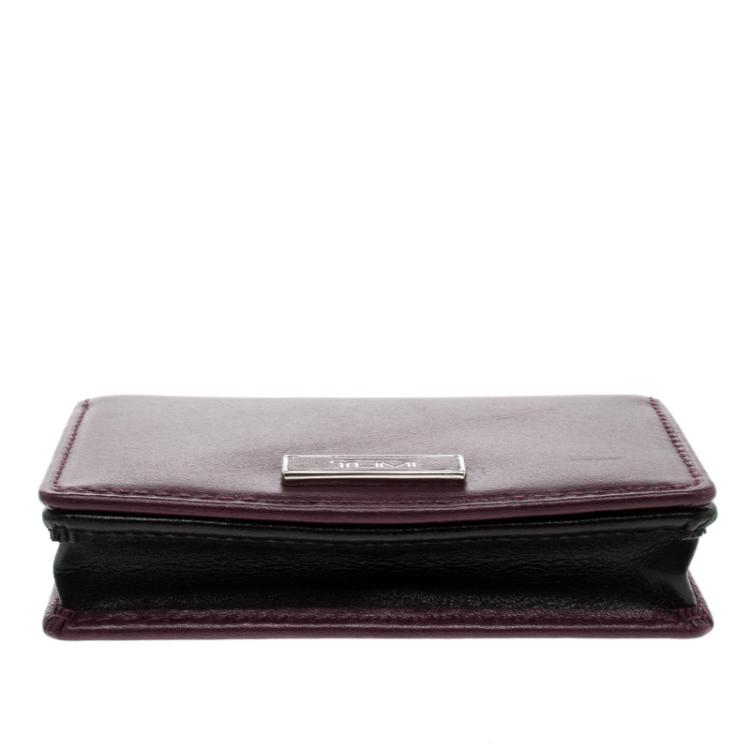 Pre Owned Tumi Burgundy Leather Card Case 