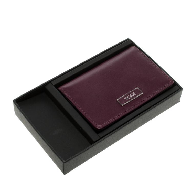 Pre Owned Tumi Burgundy Leather Card Case 